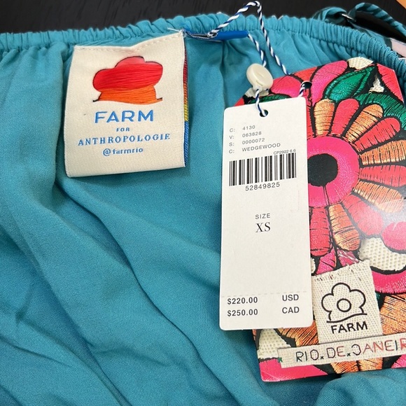 Anthropologie FARM Rio Ruffled Botanical Maxi Dress, Teal/Peach, XS - Picture 8 of 16